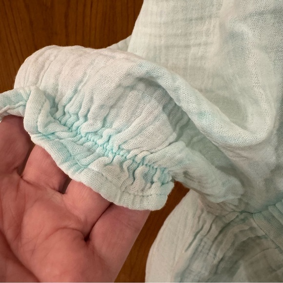 NWT Simplify Southern Babydoll Seafoam Short Sleeve Shirt Cotton Gauze Pintuck - Picture 10 of 14